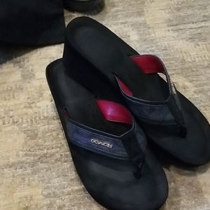 Authentic coach wedge thong sandal